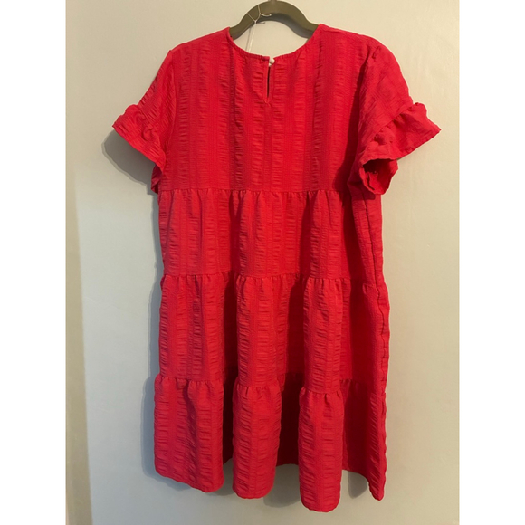 0119 Resort wear for this summer. SHEIN bright pink tiered dress. Size Large - Picture 8 of 10